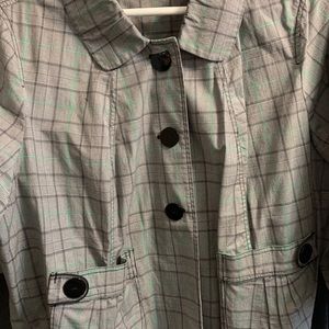 Grey/black/green/white plaid blazer